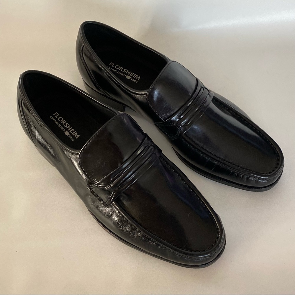 Florsheim Como Black Leather Moc Toe Strap Loafer Slip On 17089-01 Size 8.5 3E